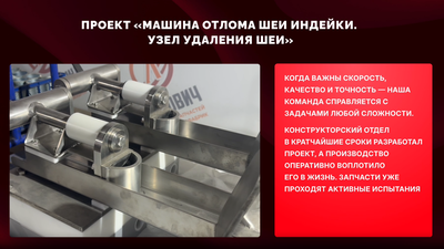 Изготовление запчастей и узлов для переработки индейки